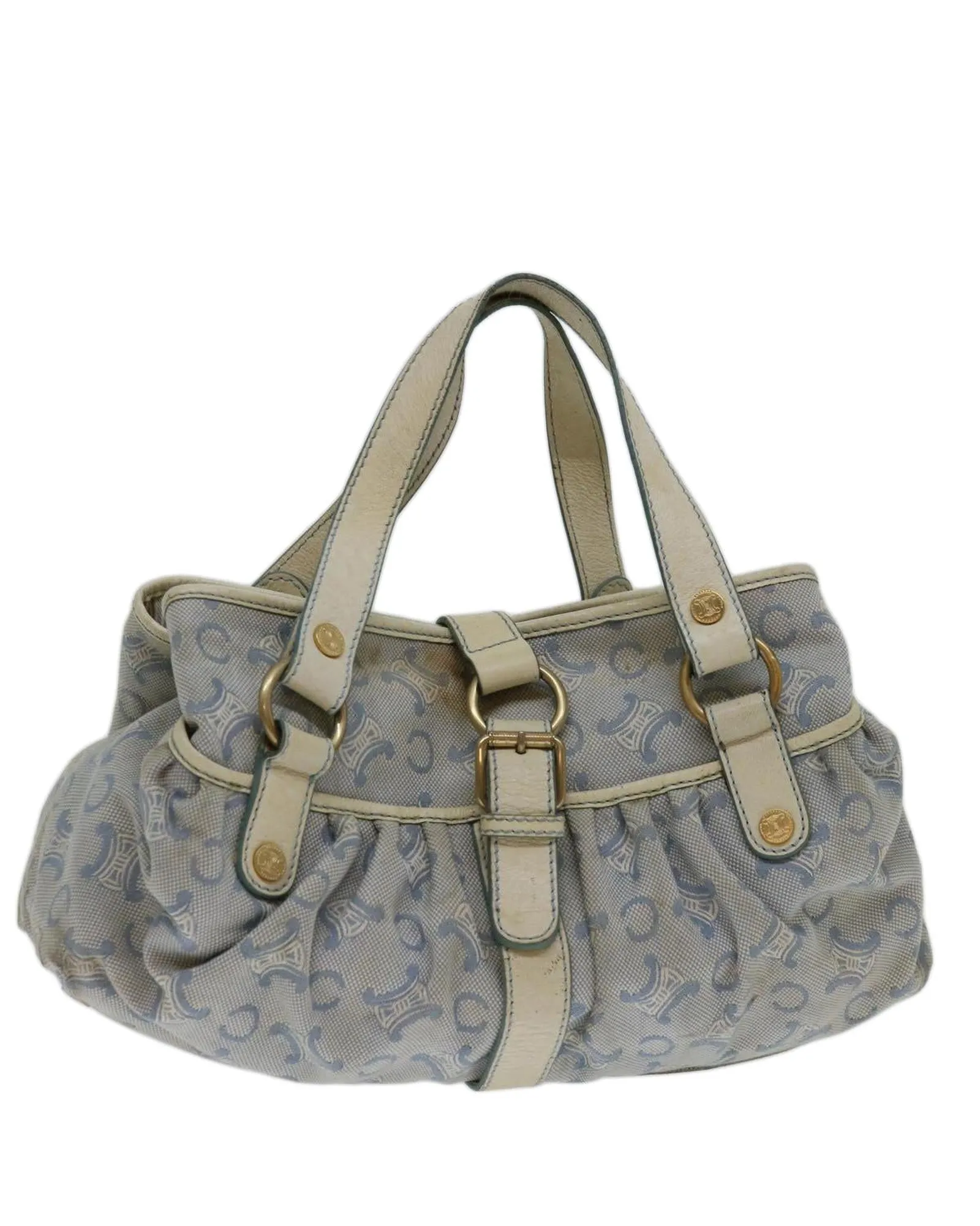 Macadam Canvas Blue White Hand Bag by Celine