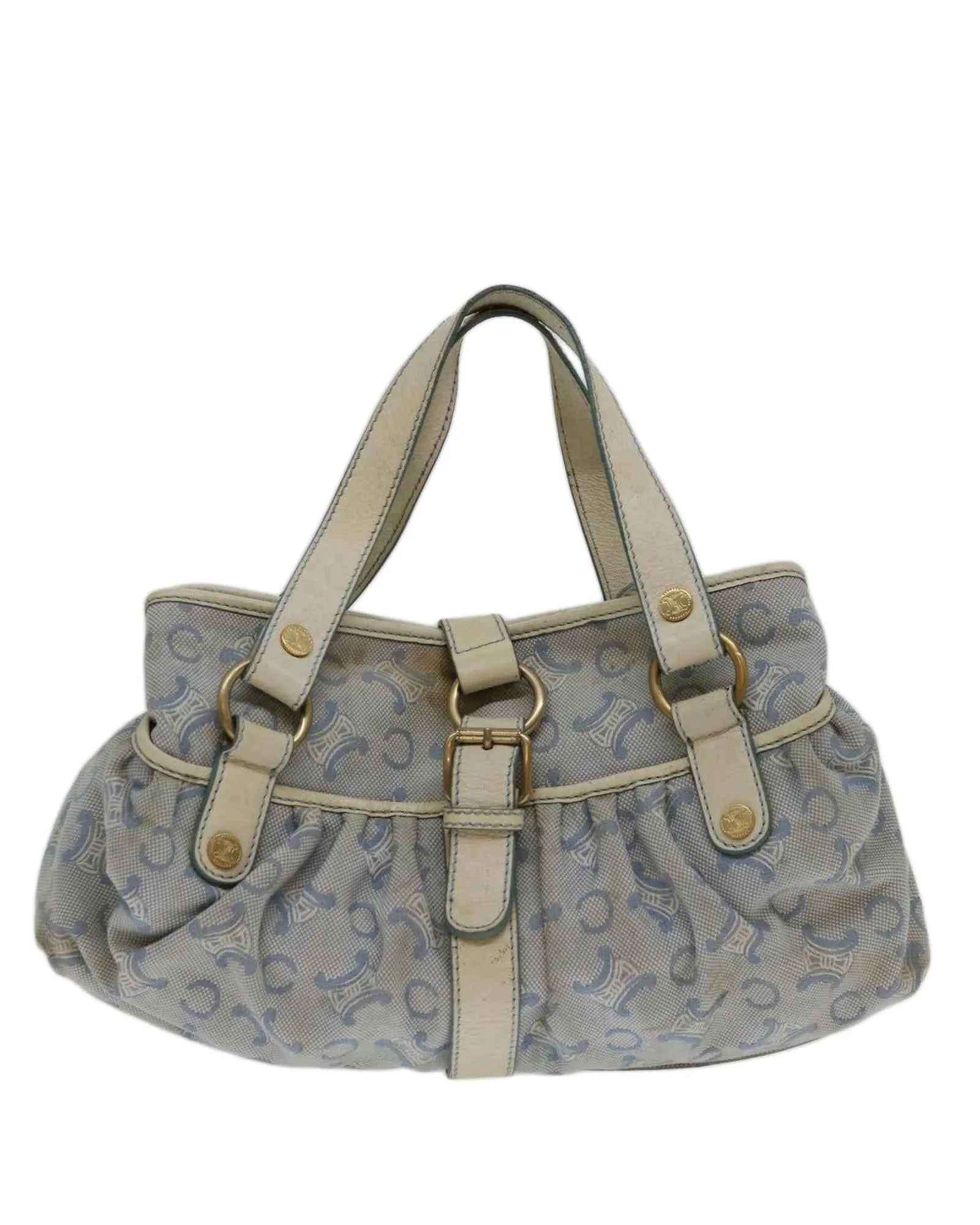 Macadam Canvas Blue White Hand Bag by Celine