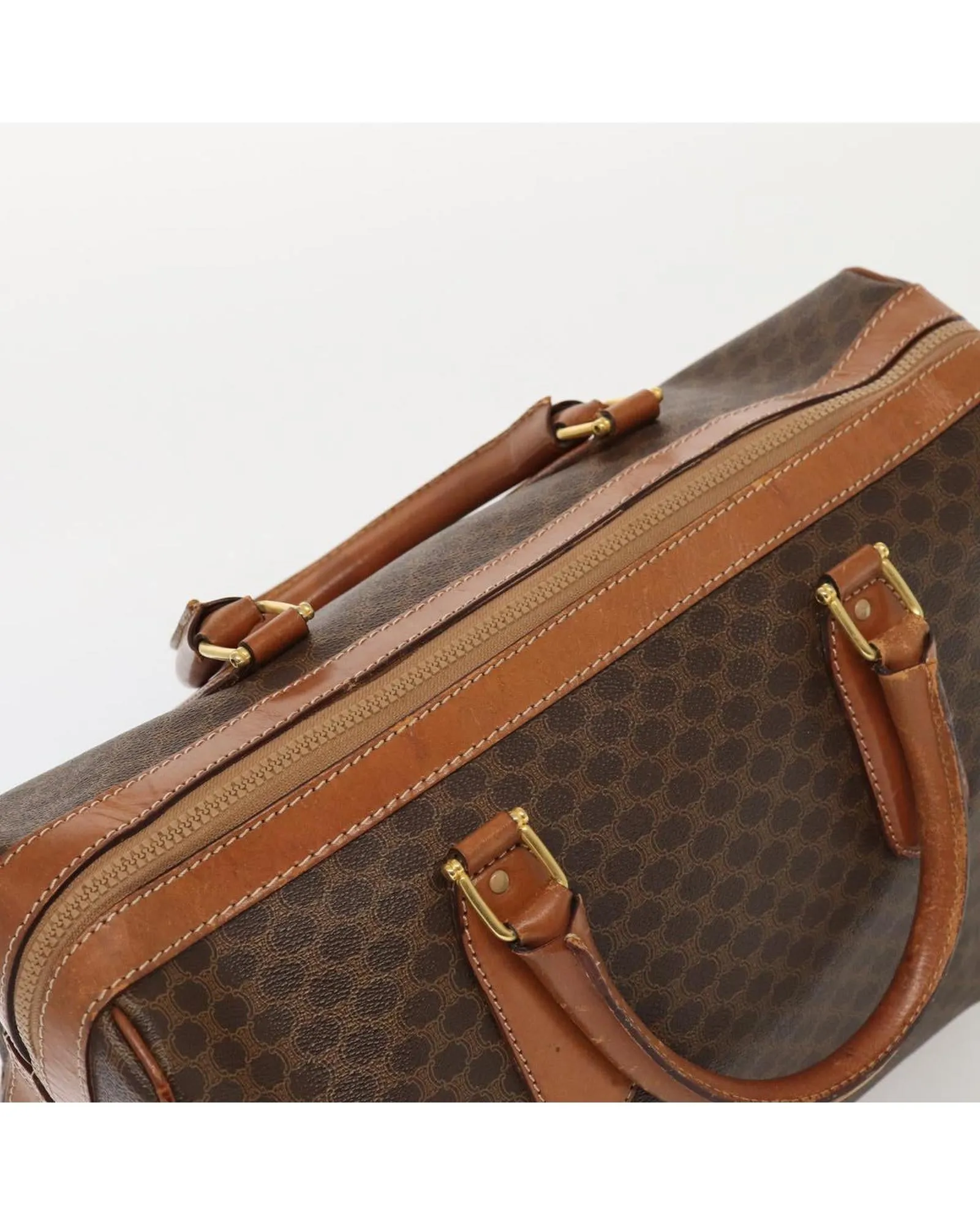 Macadam Canvas Boston Bag Brown PVC Leather