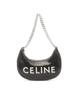 Medium Sequin Chain Link Shoulder Bag with Top Zip Closure