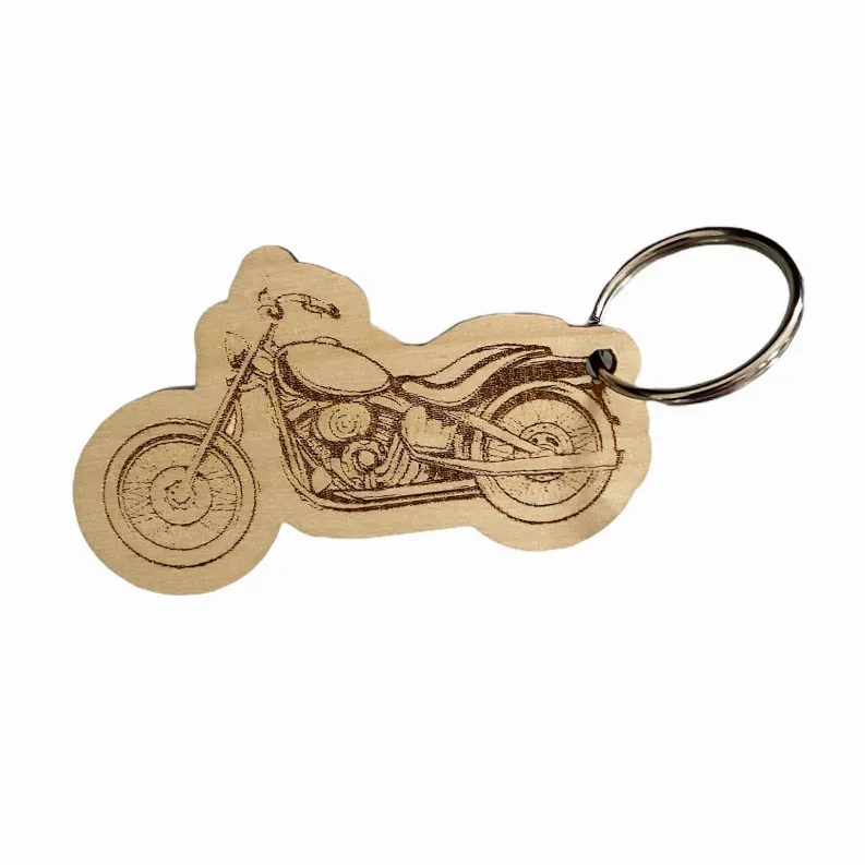 Motorcycle Wooden Key Chain.