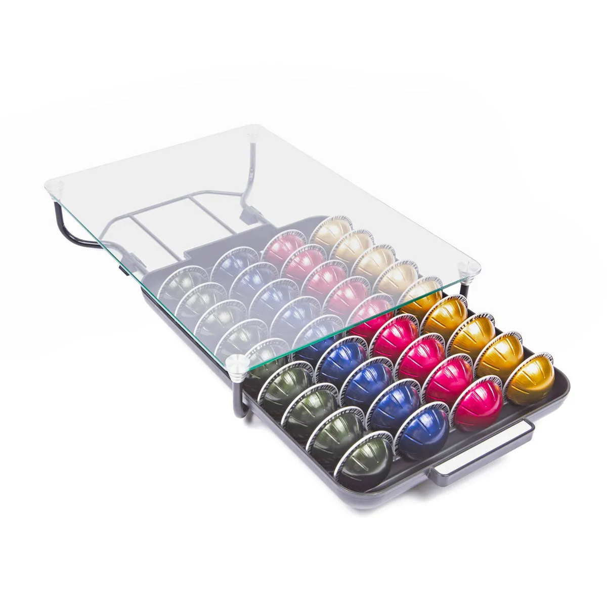 Nifty Solutions Nespresso Vertuoline Pod Rolling Drawer with Glass Top