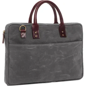 ONA The Kingston Laptop Briefcase Waxed Cotton - Smoke (ONA040GR)