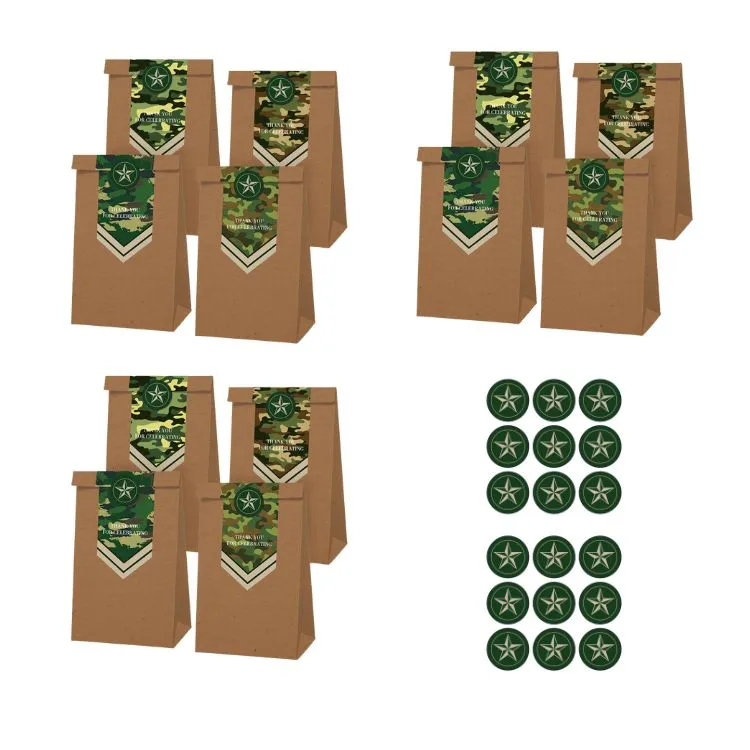 Paper Party Bag | Camo | 12 Pcs