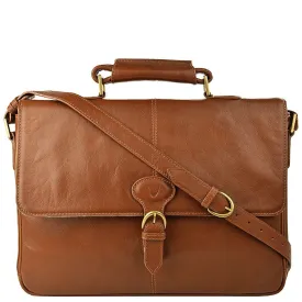 Parker Leather Medium Briefcase in Tan