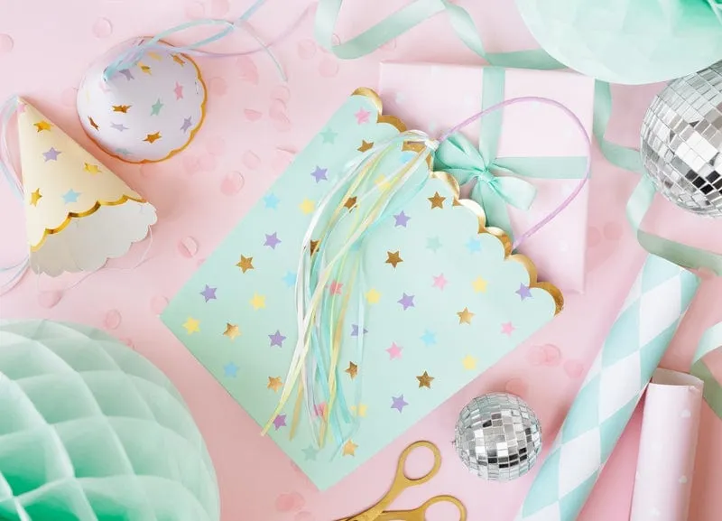 Pastel Mint Green Gift Bag with Stars