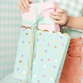 Pastel Mint Green Gift Bag with Stars