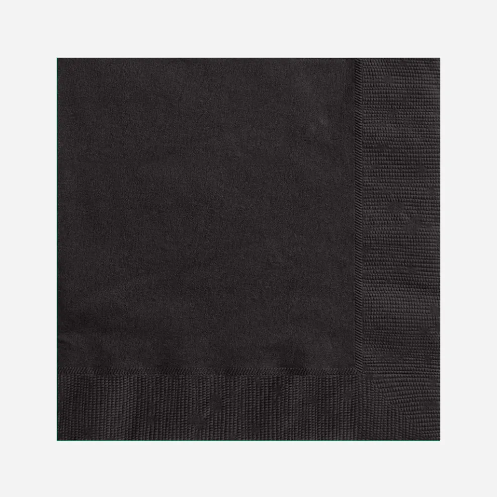 Plain Black Party Napkins