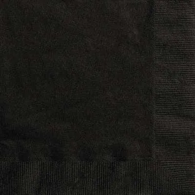 Plain Black Party Napkins