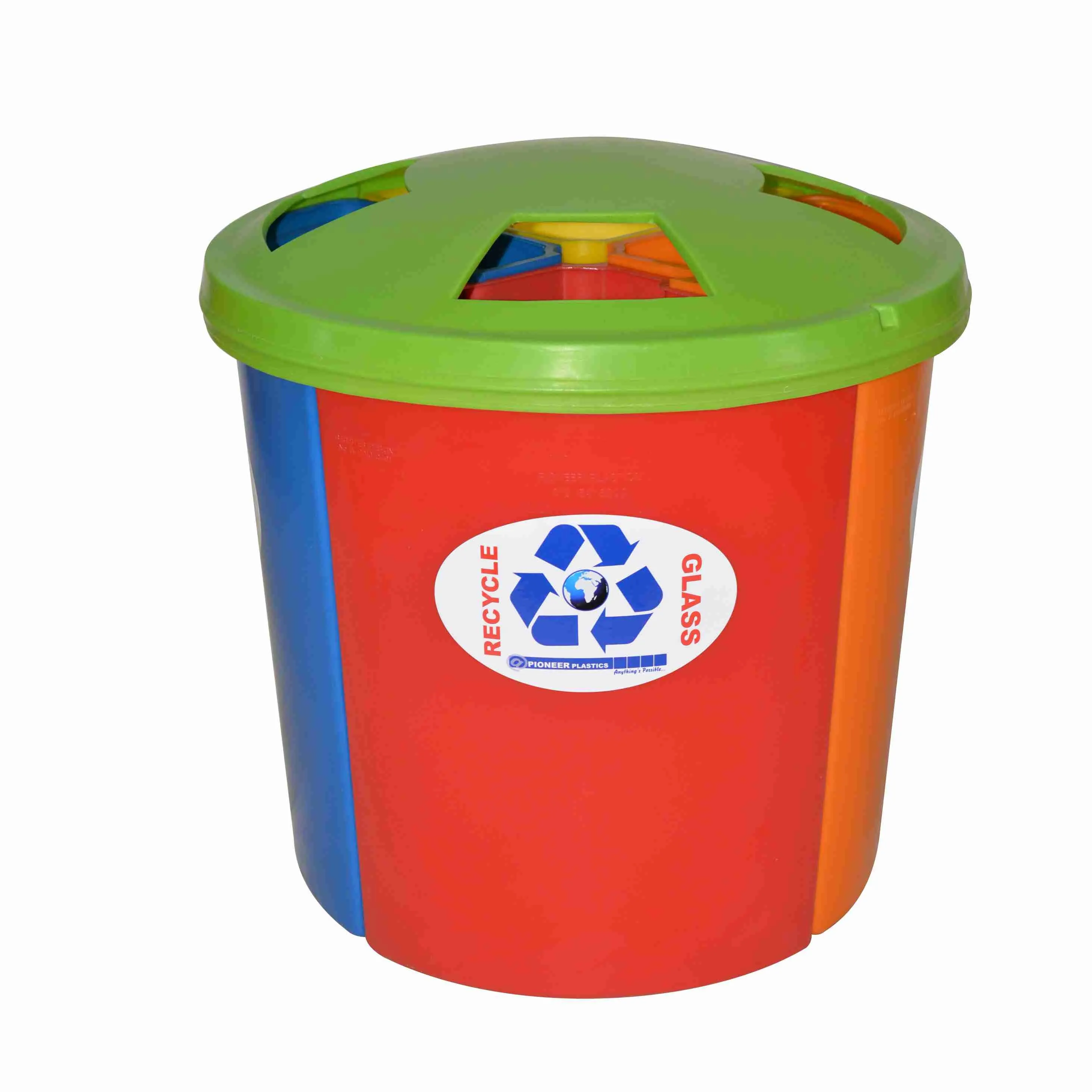 Plastic 4 Station 45L Recycle Bin