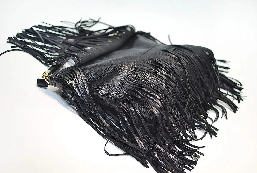 Pre Order:  Fringed Leather Shoulder Bag