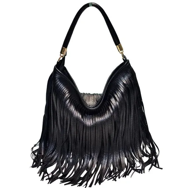 Pre Order:  Fringed Leather Shoulder Bag