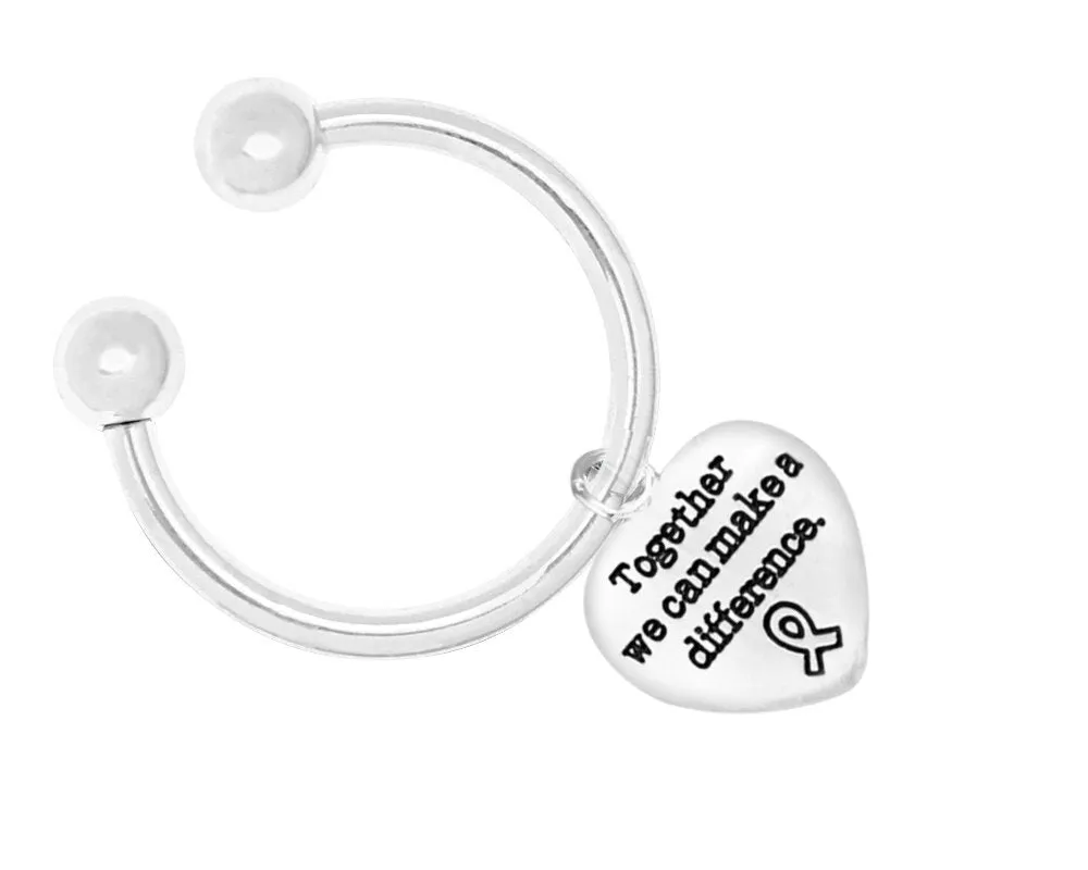 "Together We Can Make A Difference" Heart Charm Horseshoe Keychain