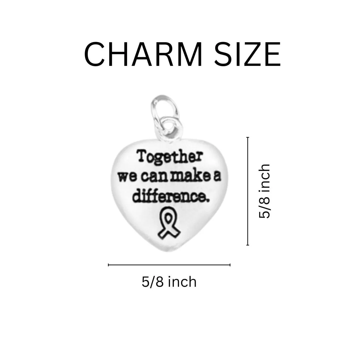 "Together We Can Make A Difference" Heart Charm Horseshoe Keychain