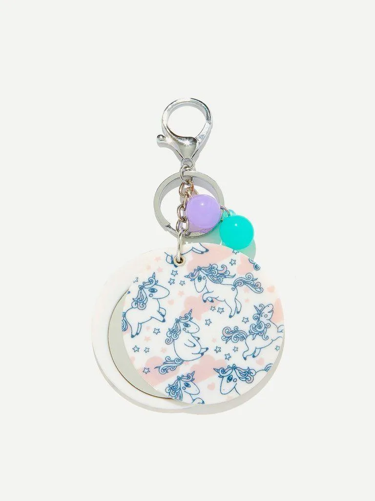 Random Color Ball Unicorn Round Keychain