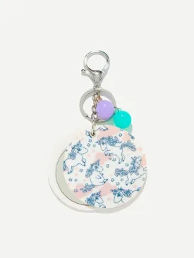 Random Color Ball Unicorn Round Keychain