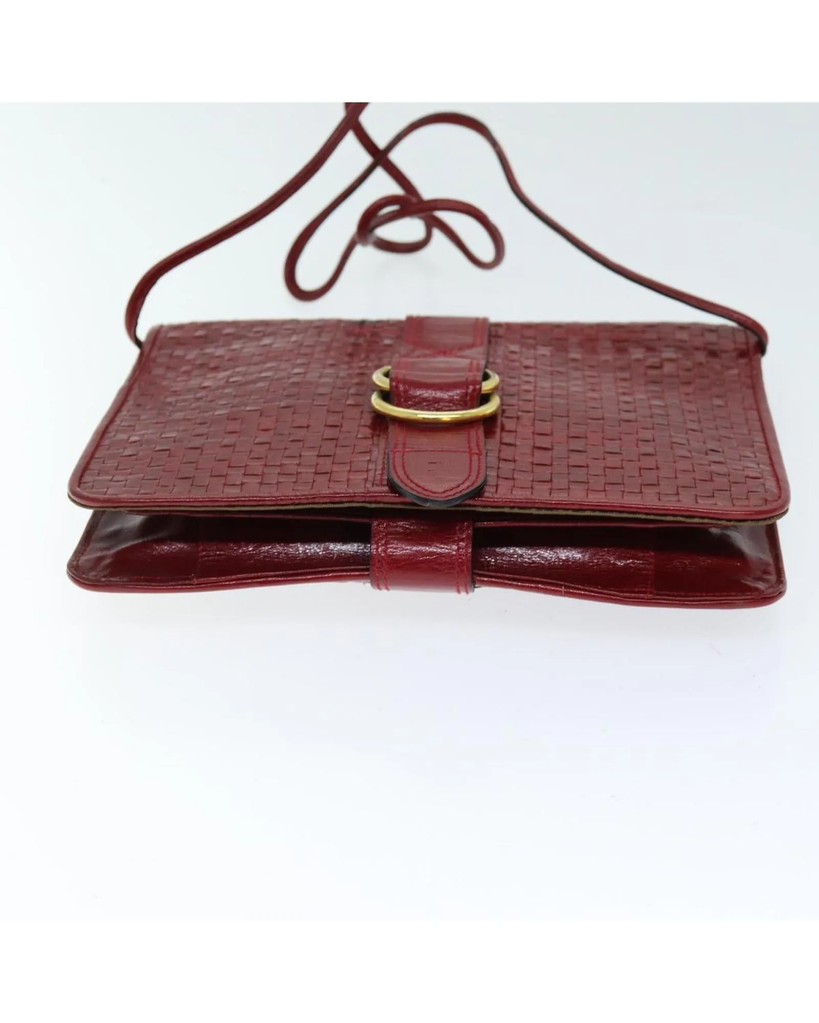 Red Leather Shoulder Bag with 50cm Drop