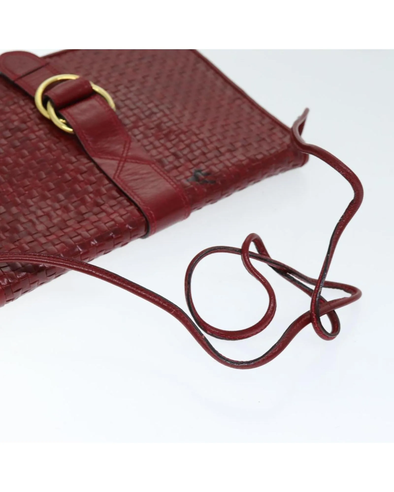 Red Leather Shoulder Bag with 50cm Drop