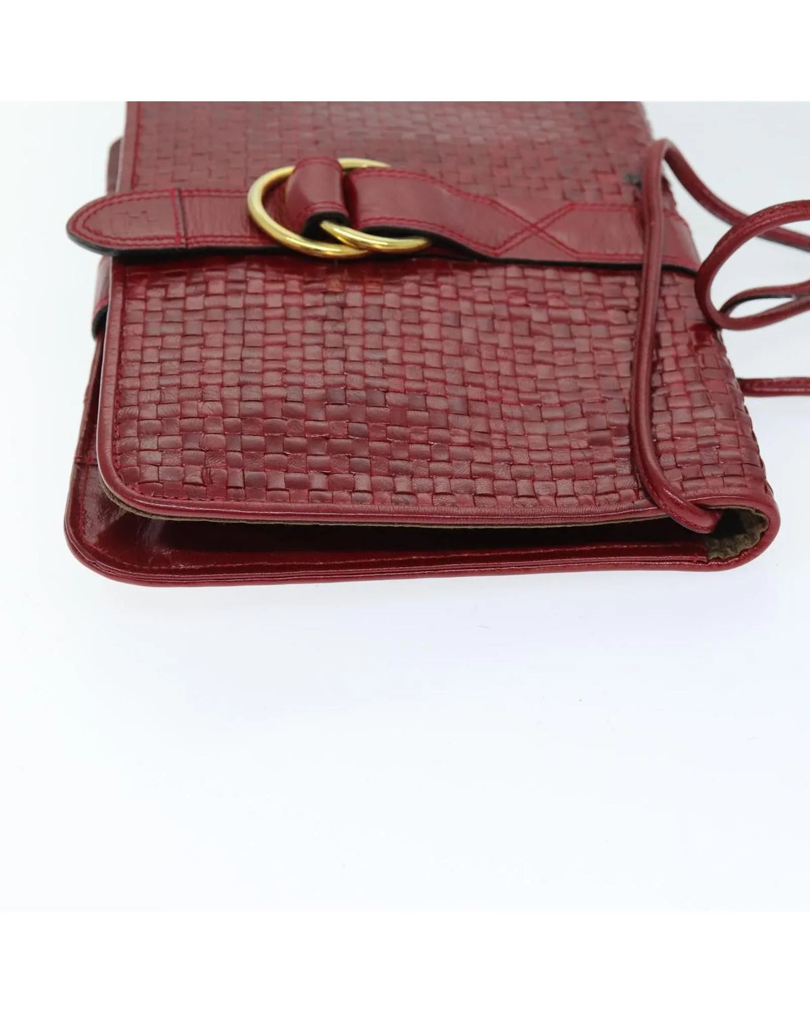 Red Leather Shoulder Bag with 50cm Drop