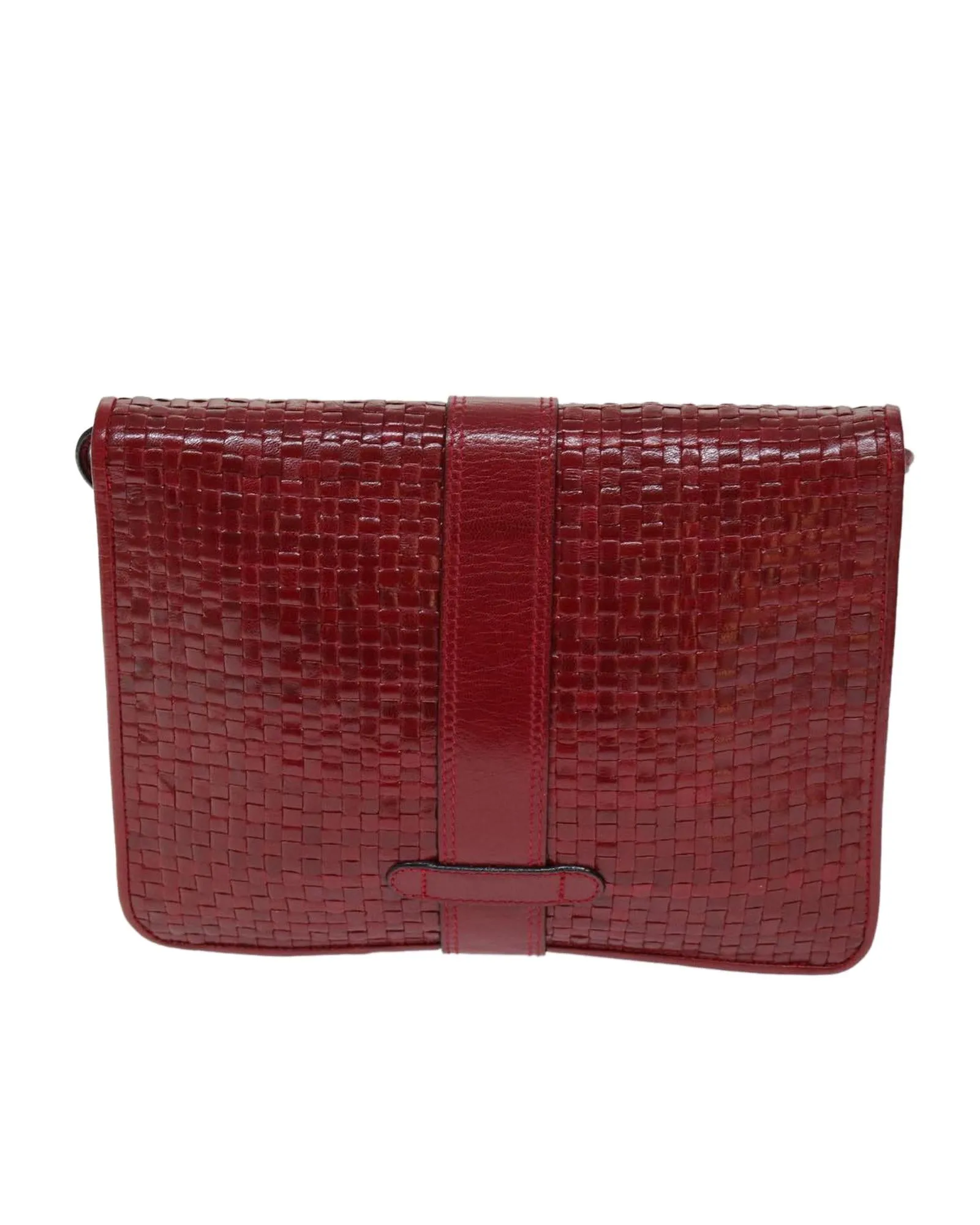 Red Leather Shoulder Bag with 50cm Drop