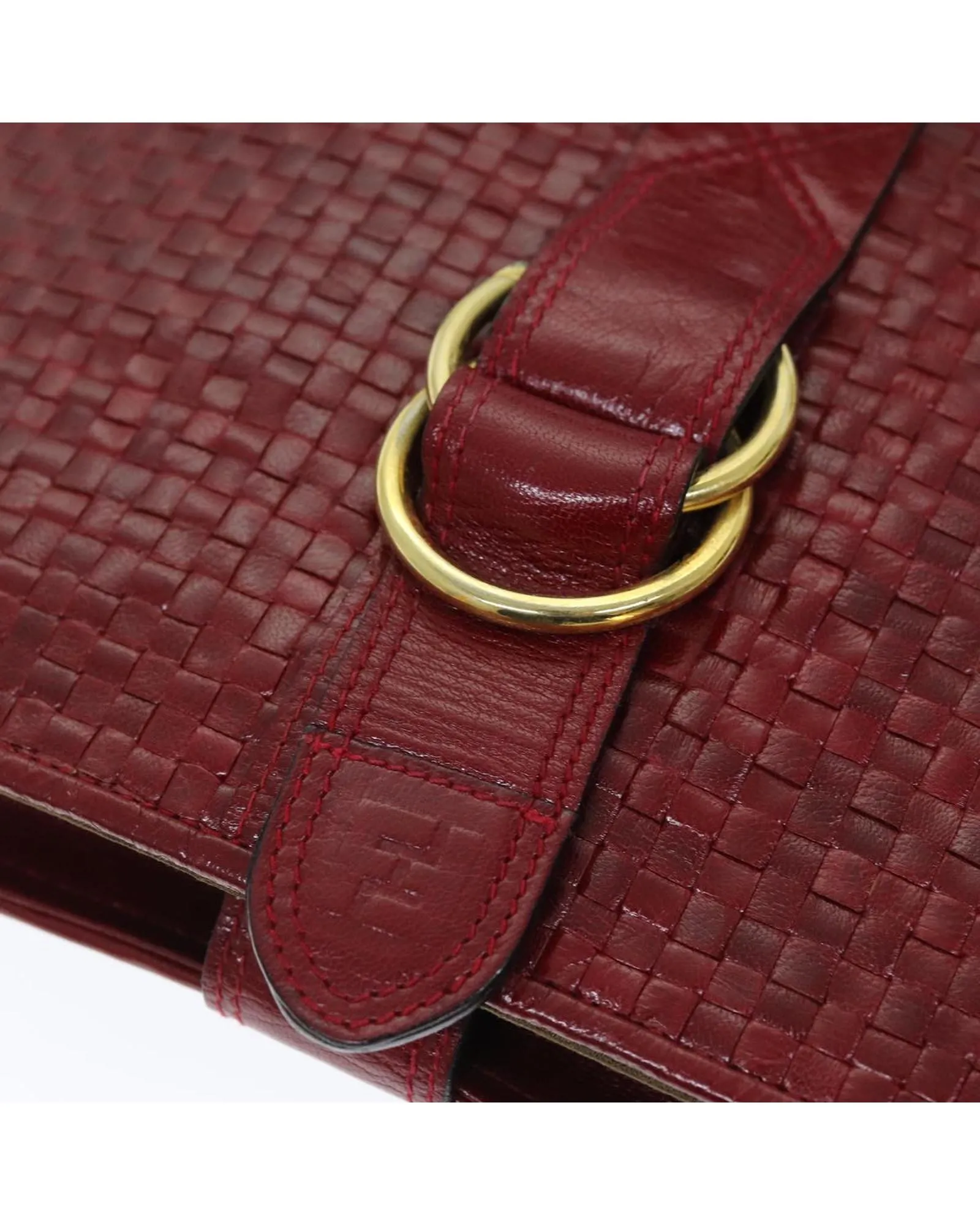 Red Leather Shoulder Bag with 50cm Drop