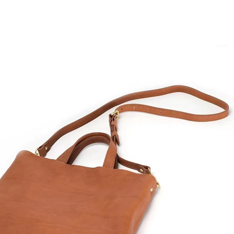 Simple Vintage Vegetable Tanned Leather Crossbody Bag Women's Commuter Bag