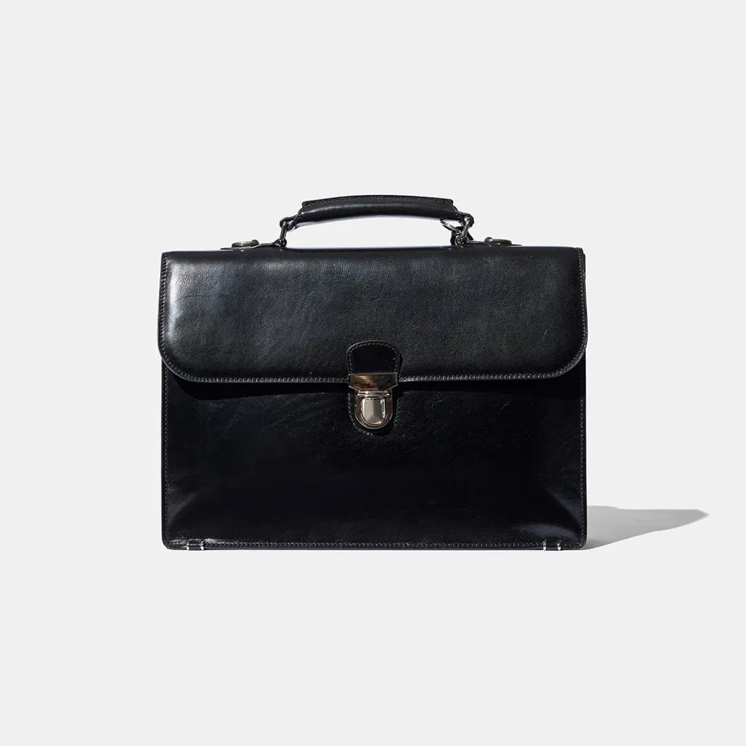 Small Briefcase - Black Leather by Baron