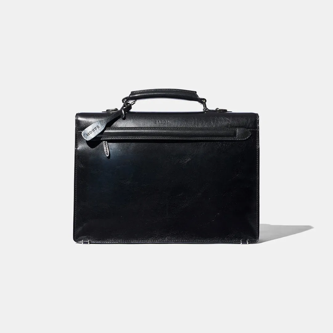 Small Briefcase - Black Leather by Baron