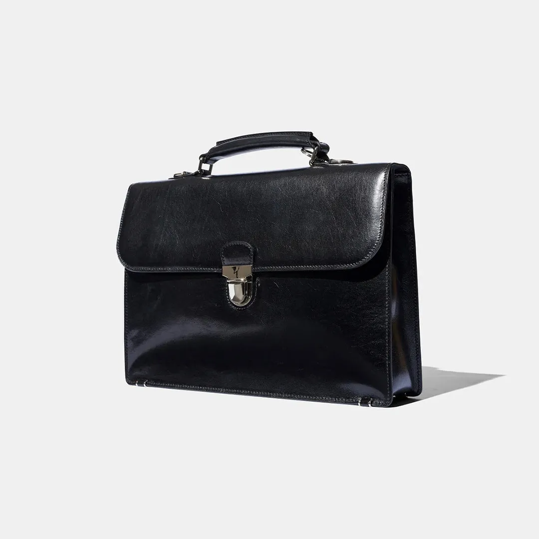 Small Briefcase - Black Leather by Baron