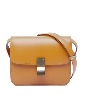 Small Classic Box Crossbody Bag with Leather Strap and Push Lock Closure