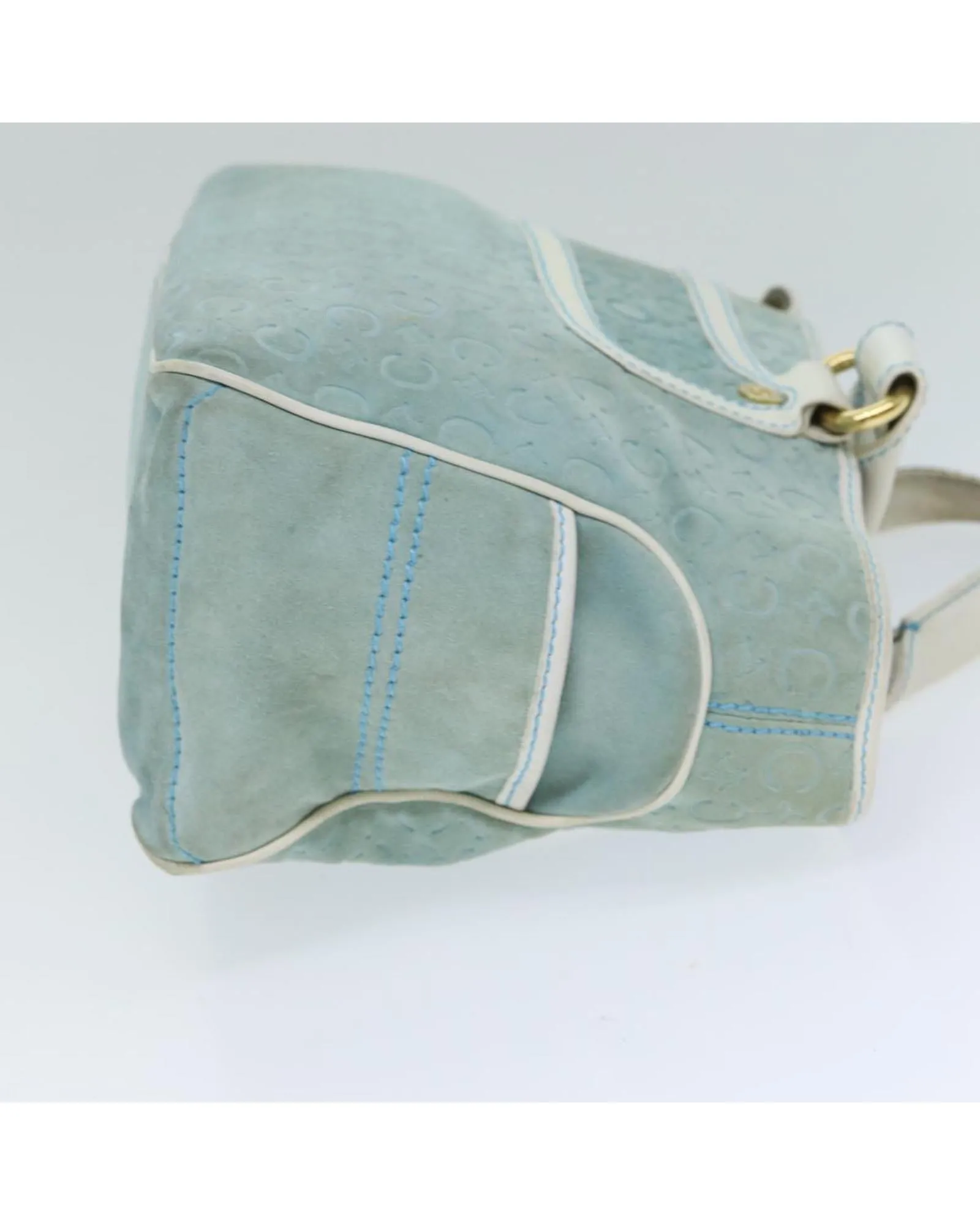 Suede Hand Bag with Handle and Pocket Detailing