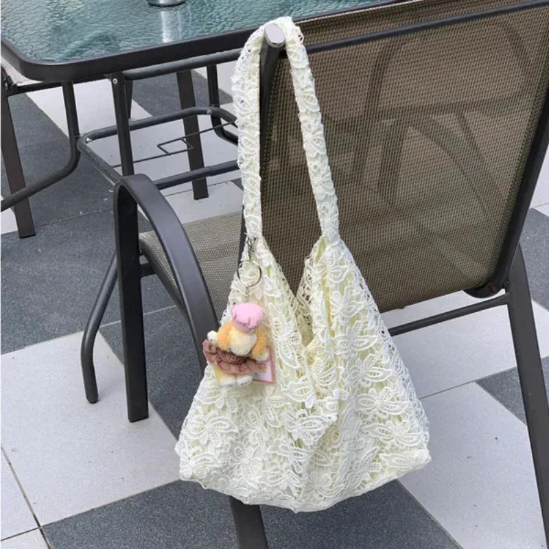 TAVIMART  -  Y2k Aesthetic Fairy Elegant Women Handbags High-capacity Casual Sweet Lace Shoulder Underarm Bag All Match Ins Fashion Tote Bags