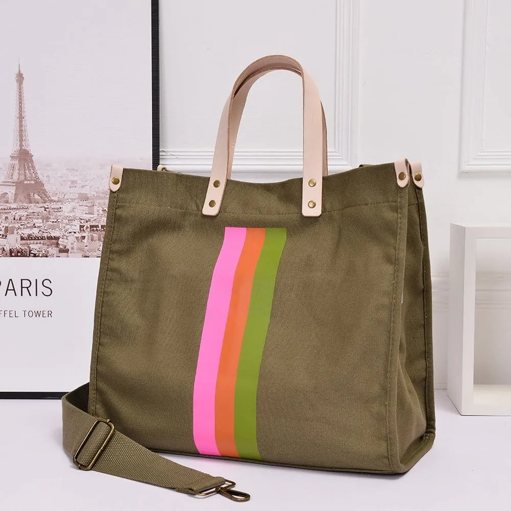 TG10246 Striped Canvas Tote Bag With Guitar Strap