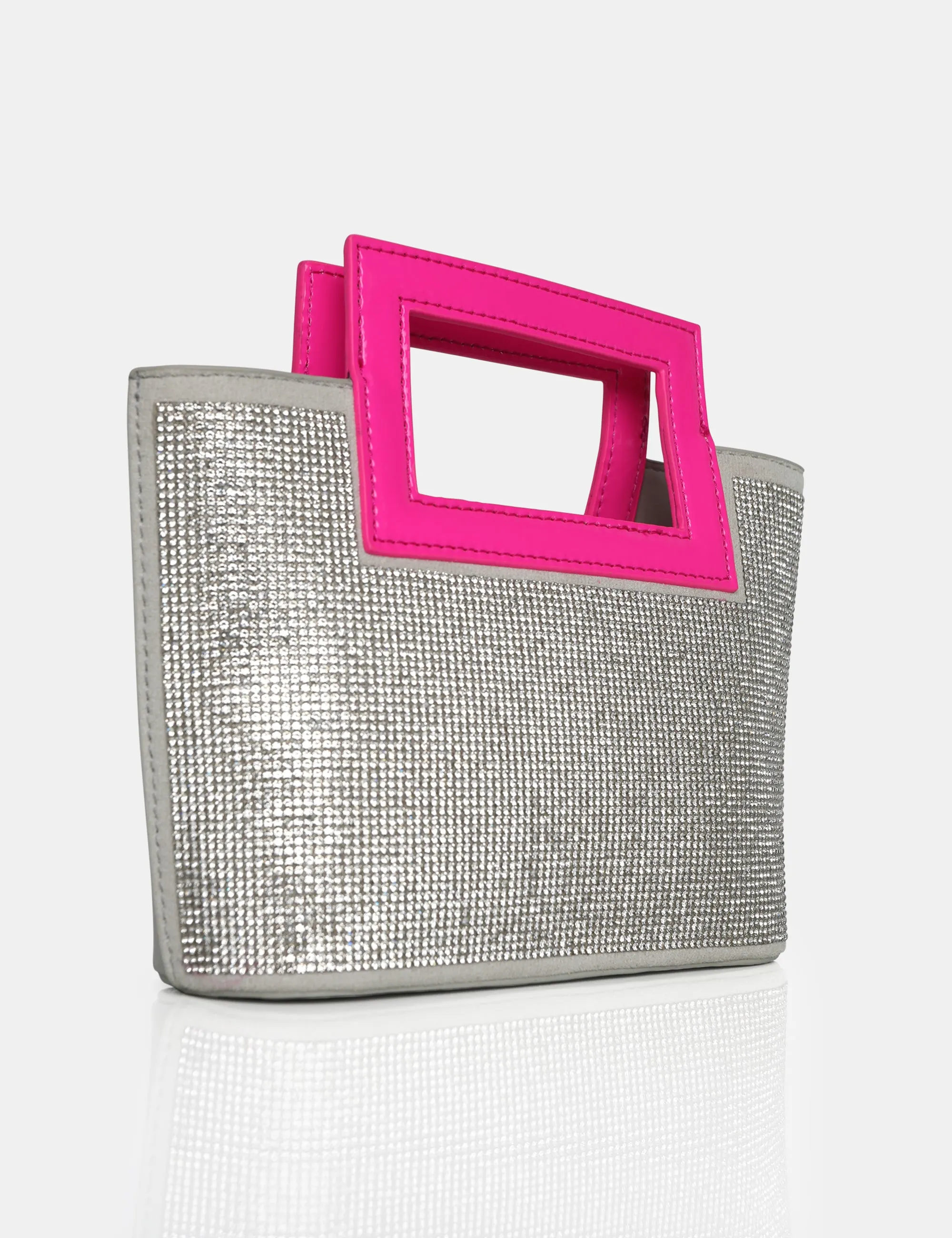 The Lustre Silver Pu Diamante Bag