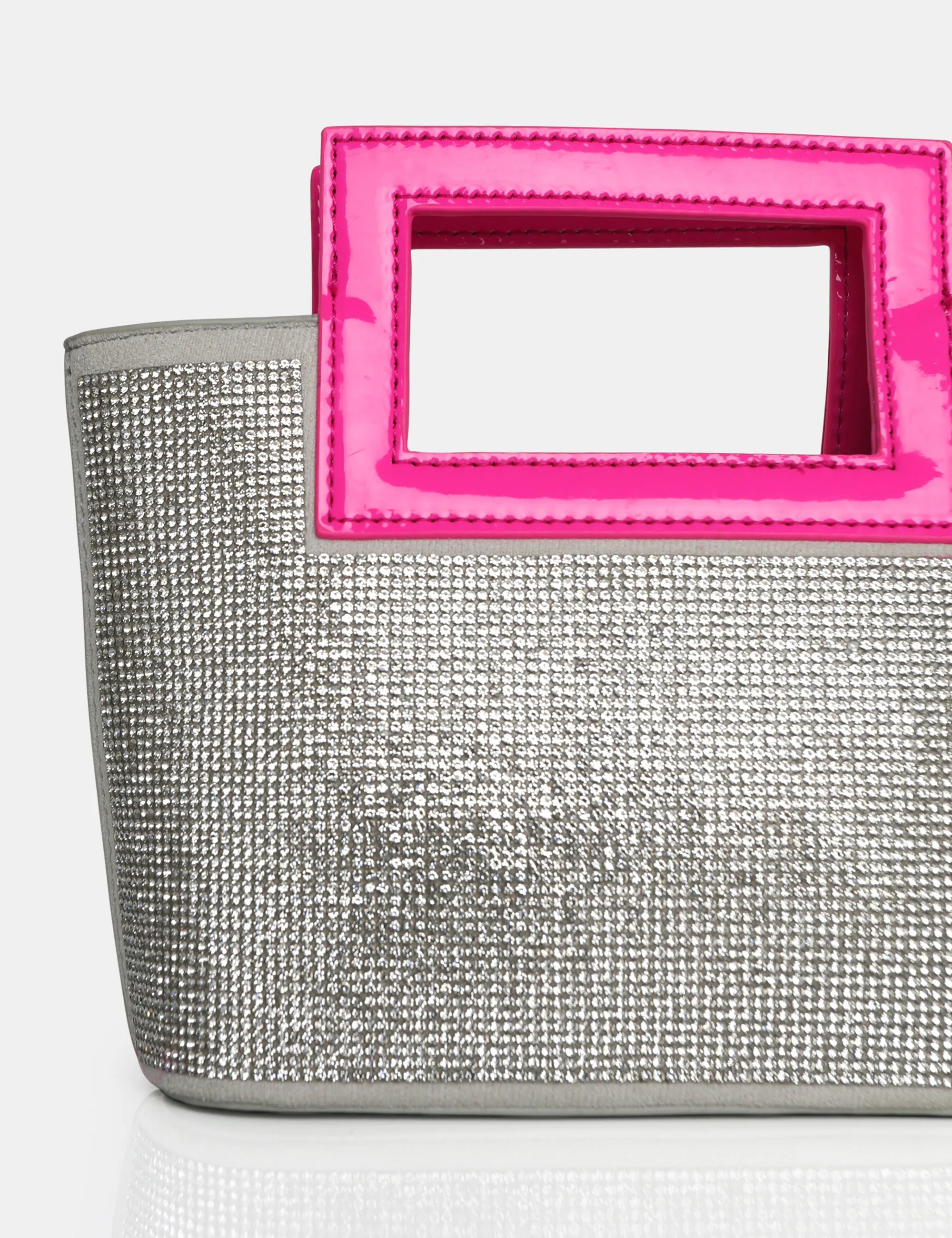 The Lustre Silver Pu Diamante Bag