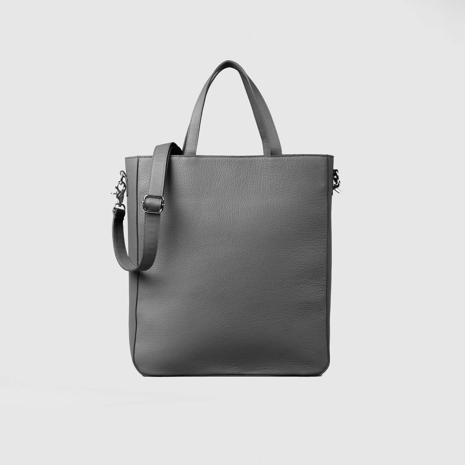 The Poet Grey Leather Tote Bag