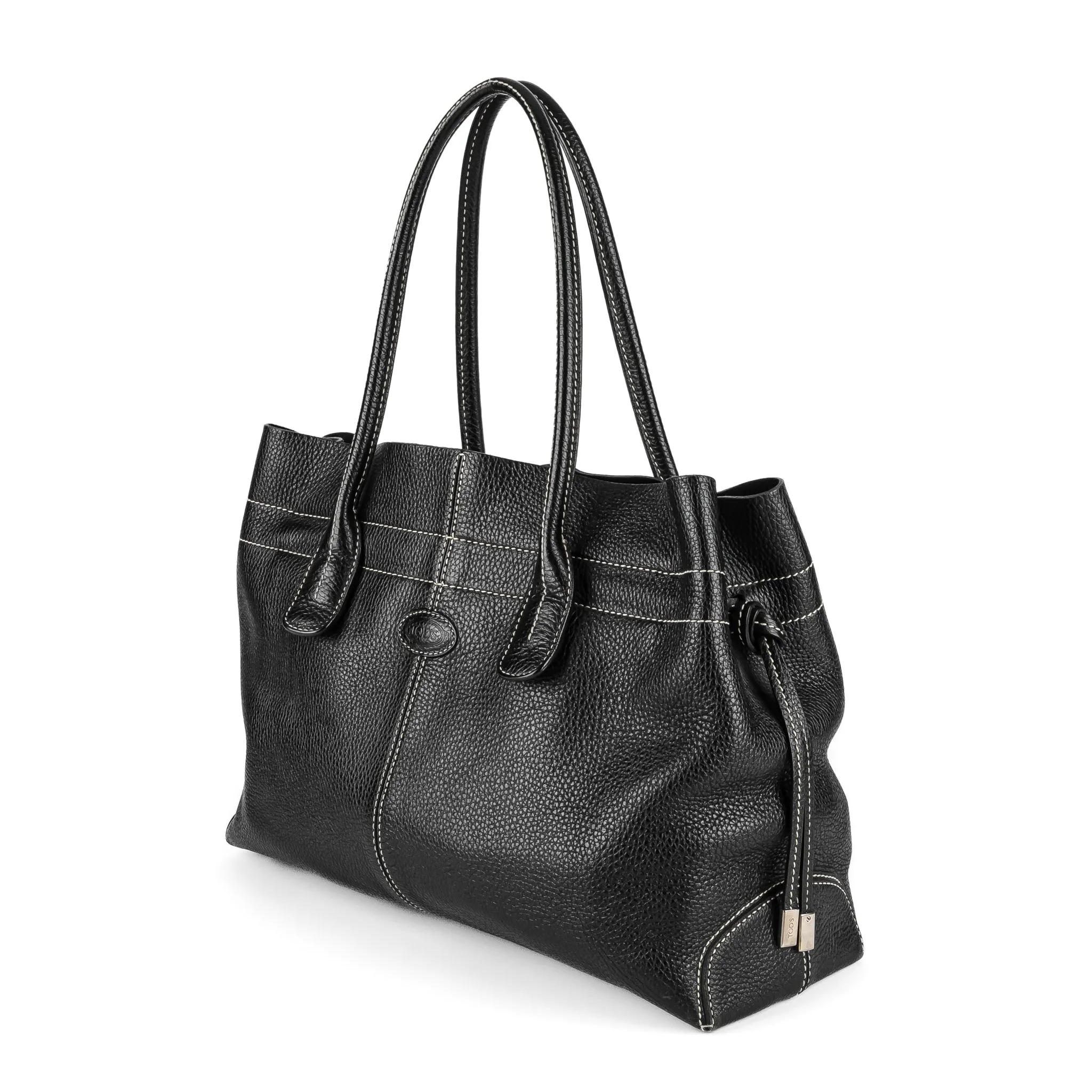 TODS Black Leather Tote Bag