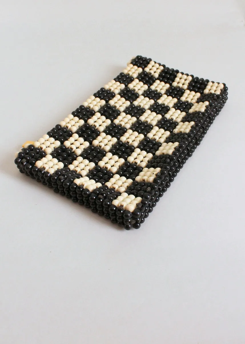 Vintage 1940s Plastic Checker Board Clutch Purse