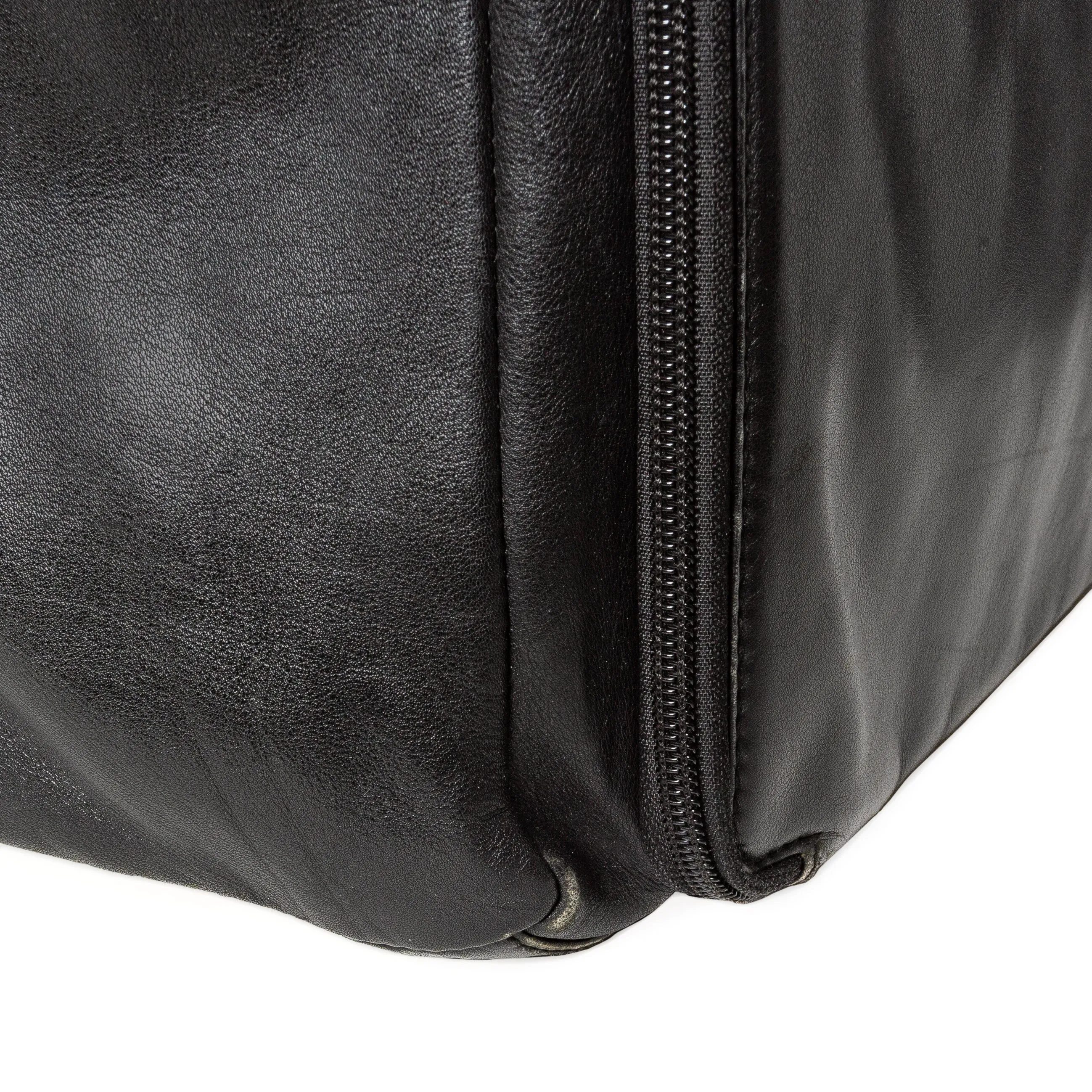 Vintage Black Leather Drawstring Backpack