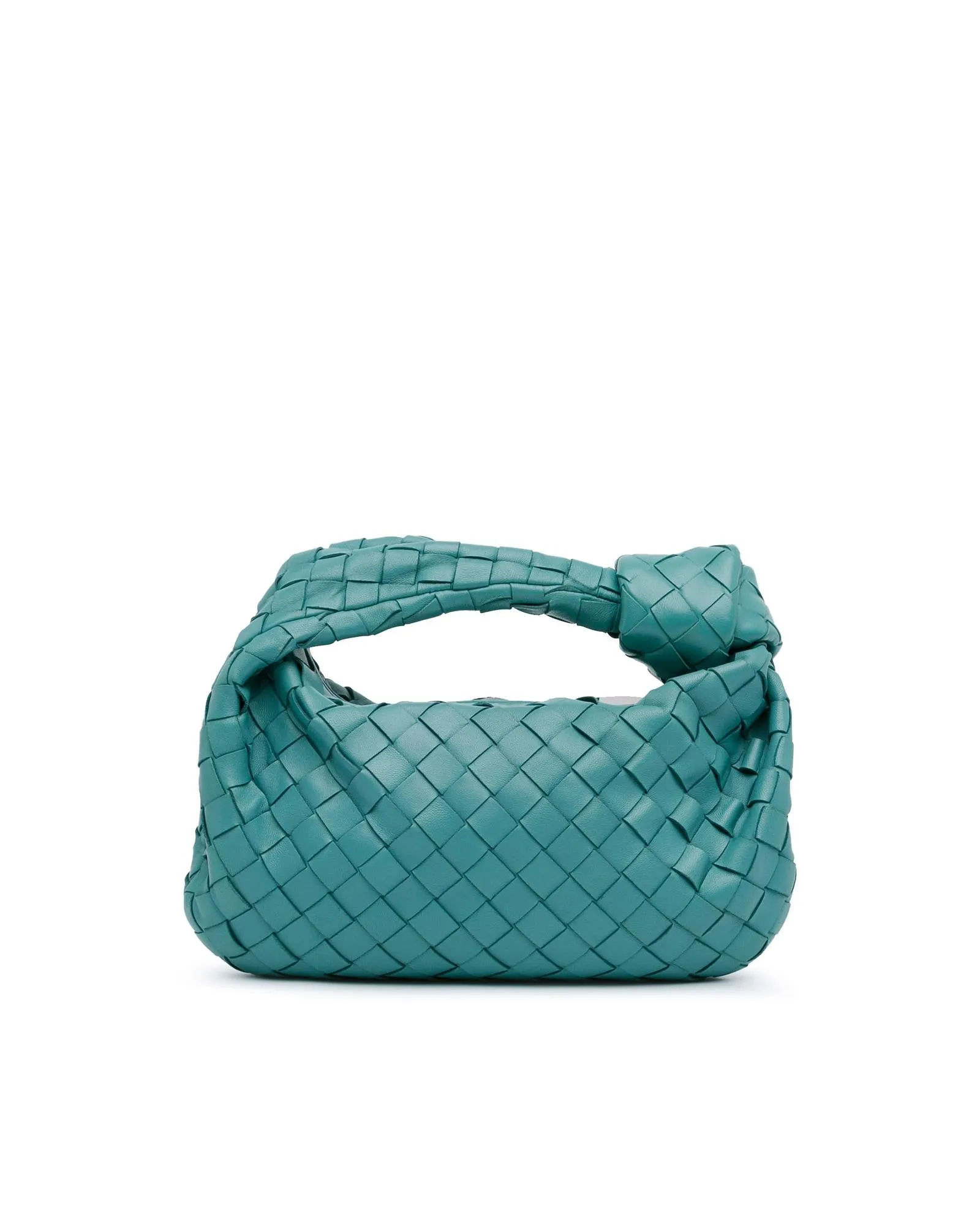 Woven Leather Mini Shoulder Bag with Top Zipper