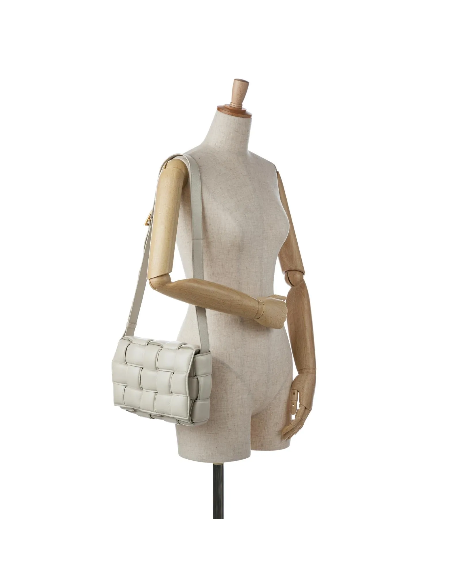 Woven Leather Padded Shoulder Bag