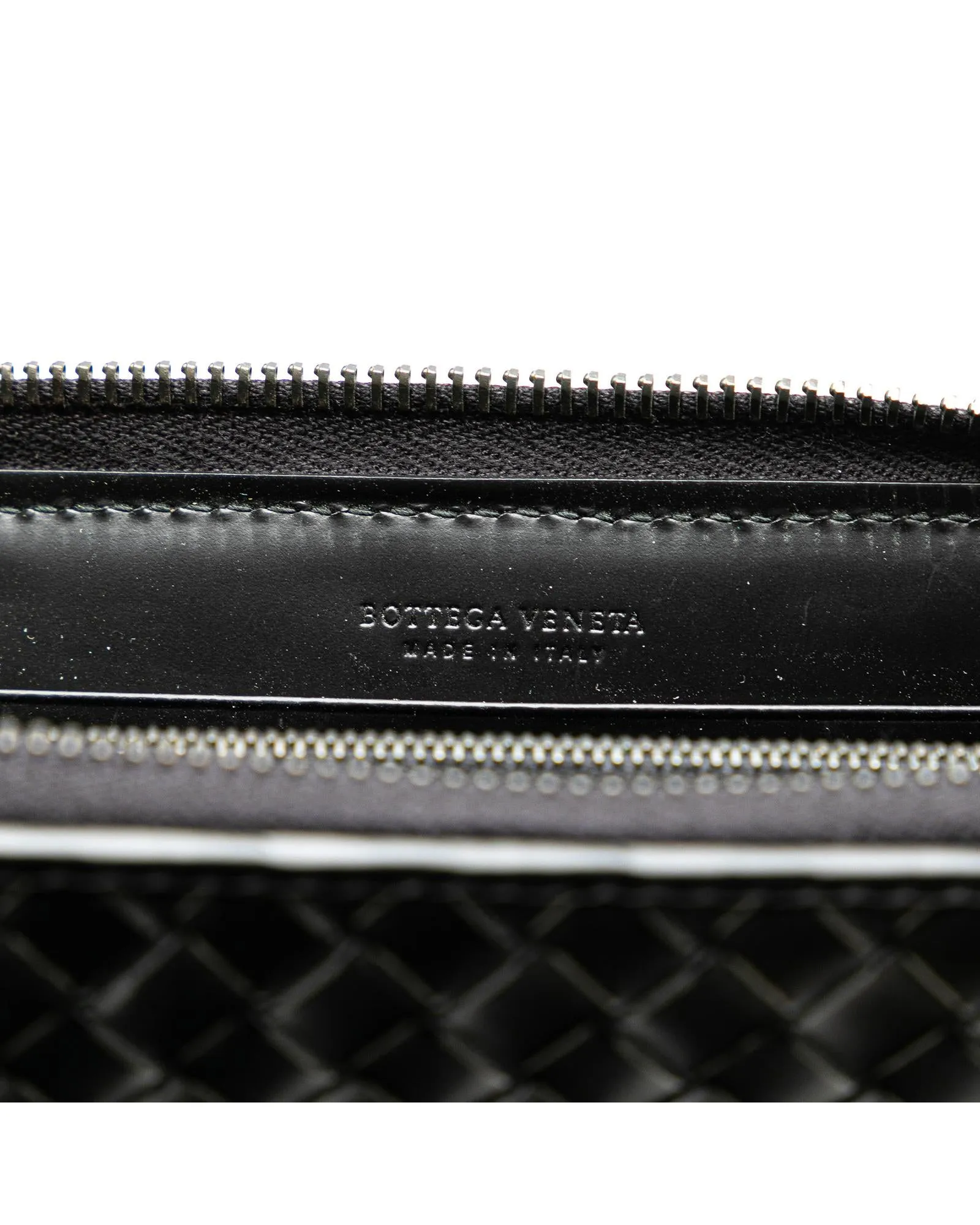 Woven Leather Zip-Around Wallet with Interior Compartments